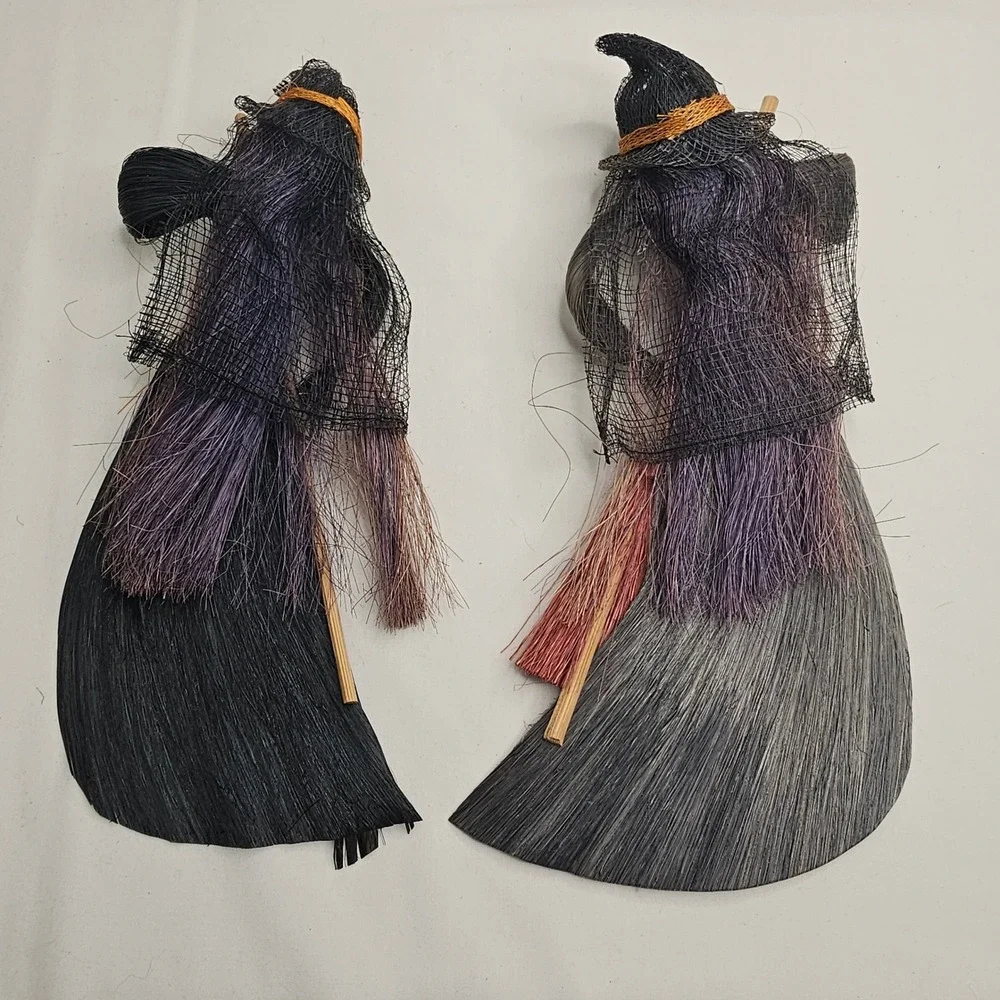 Handmade Primitive Style Halloween Witch Doll Natural Fiber Folk Art Decor